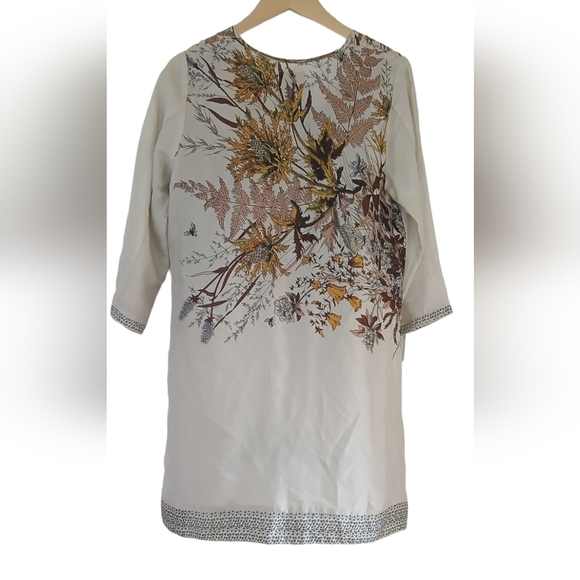 Johnny Was Tunic Top Button Closure Fall Print 100% Silk Lightweight New Tags - Picture 10 of 17